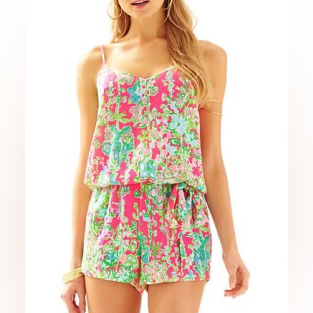 Lilly Pulitzer DEANNA ROMPER FLAMINGO PIN SOUTHERN CHARM NEW WITH TAGS medium